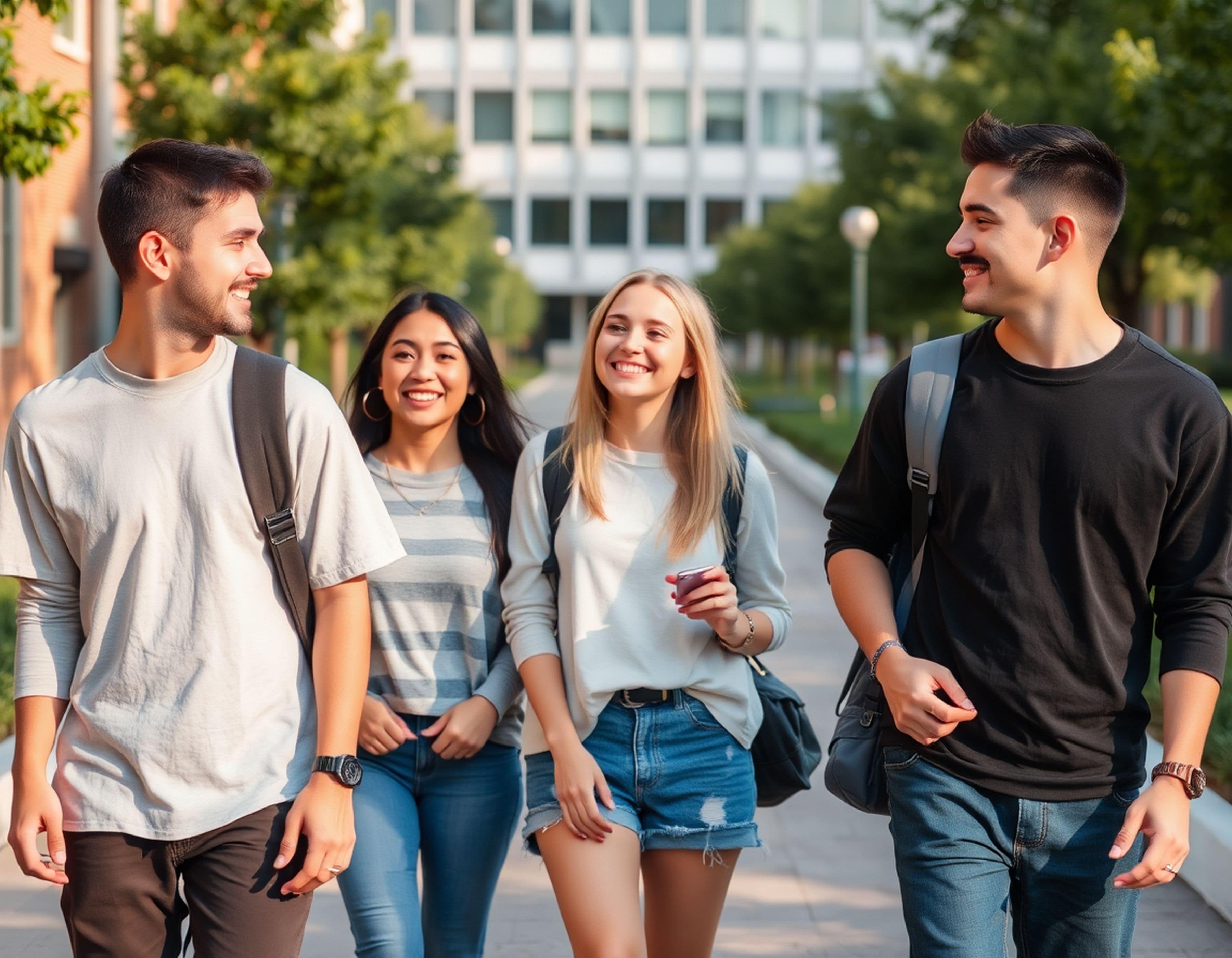 students on skywalk