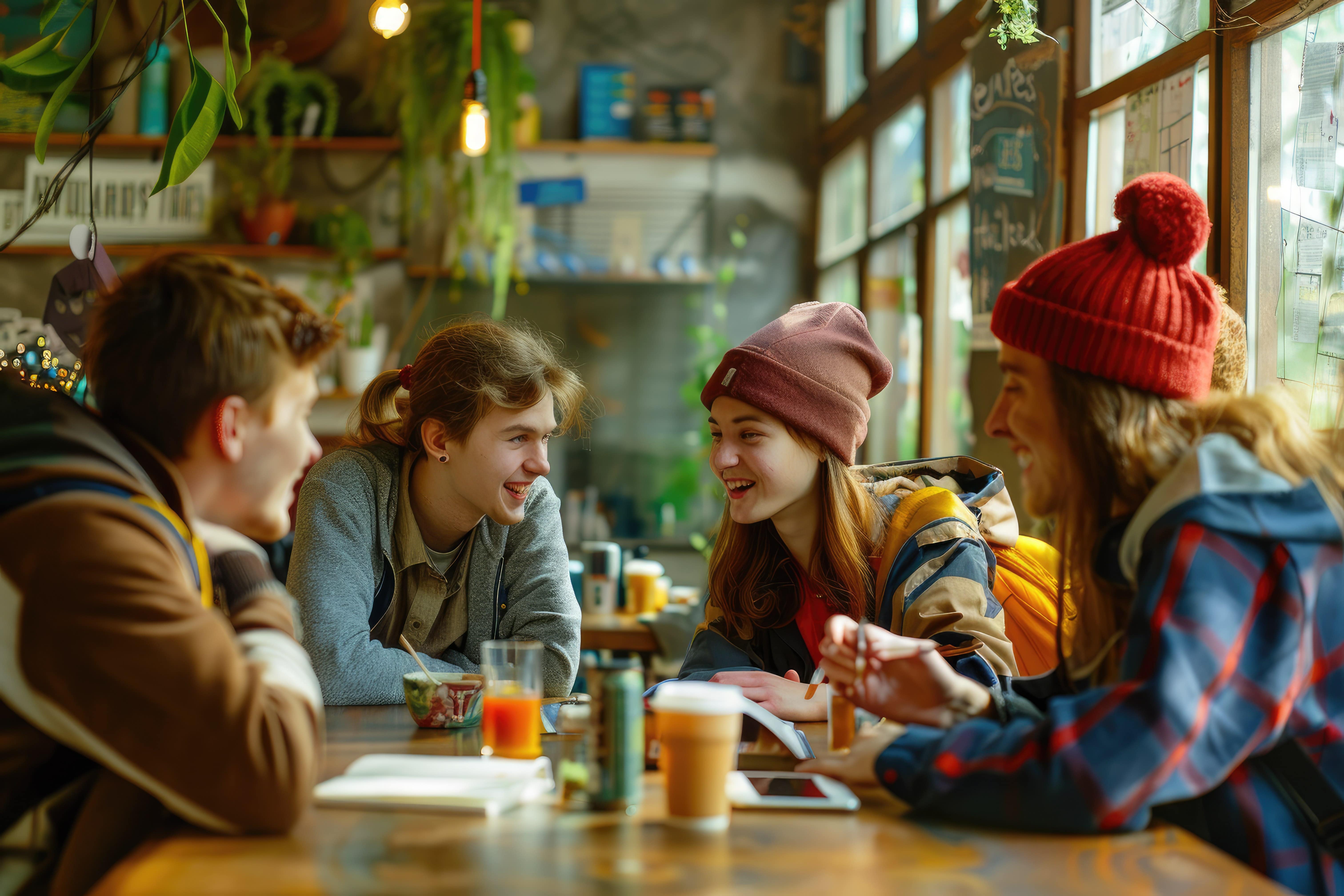 three students having ice cream on a-walk